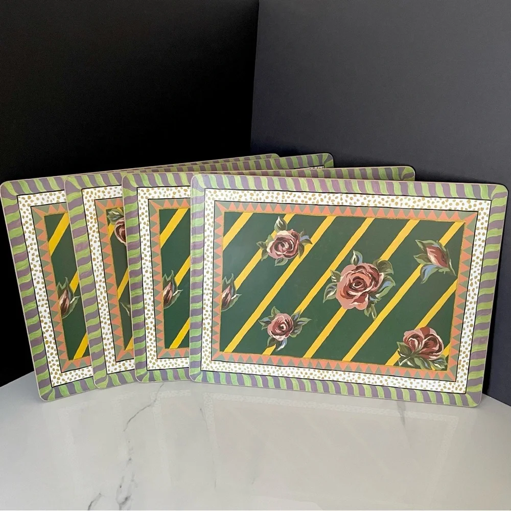 SET of 4 Torquay Rose Placemats by Mackenzie Childs